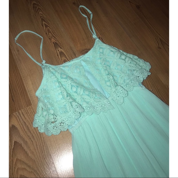 TURQUOISE / RUFFLED HIGH LOW SUNDRESS - Picture 7 of 8